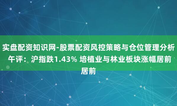 实盘配资知识网-股票配资风控策略与仓位管理分析 午评：沪指跌1.43% 培植业与林业板块涨幅居前