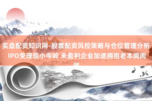 实盘配资知识网-股票配资风控策略与仓位管理分析 IPO受理现小岑岭 未盈利企业加速拥抱老本阛阓